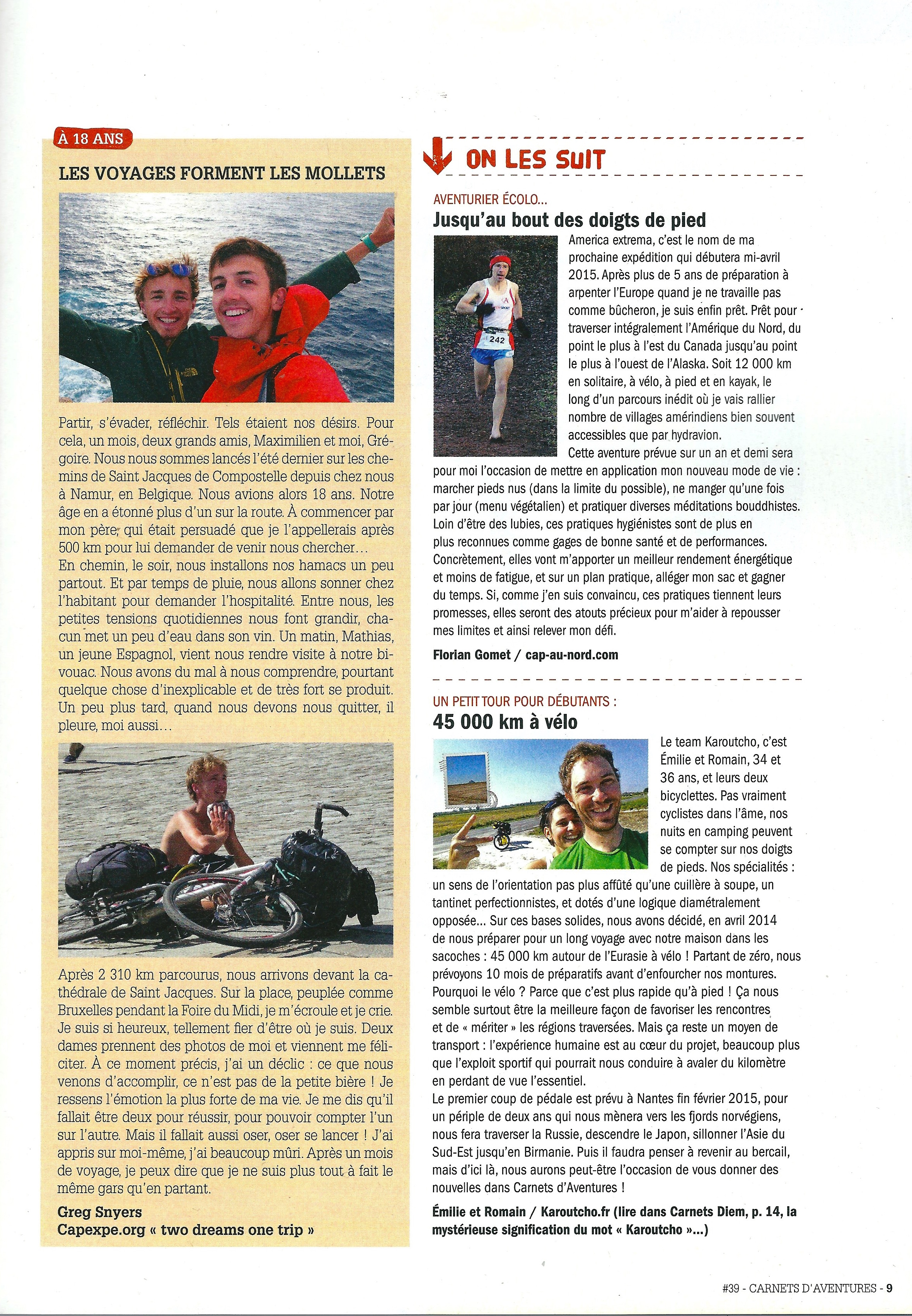 Article Carnets d'Aventures 